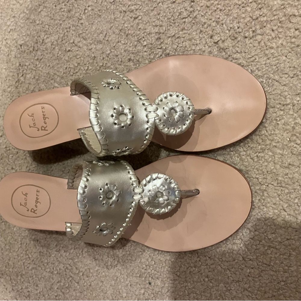 Jack Rogers Metallic Silver Sandals